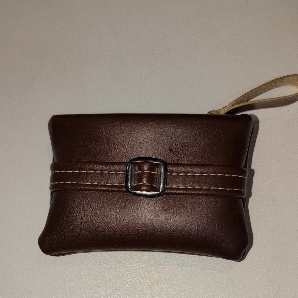 Brown Leather Wristlet with Buckle